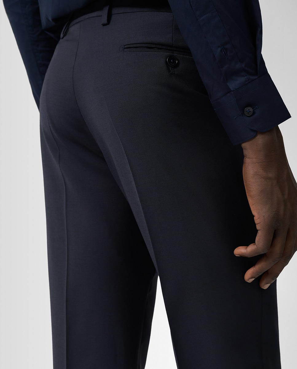 Fato Slim Fit Half Canvas Liso Azul-marinho-6