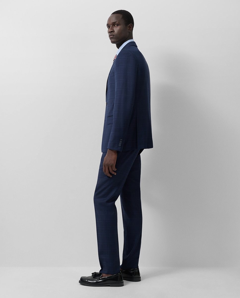 Fato Half Canvas Slim Fit aos Quadrados Azul-marinho-2