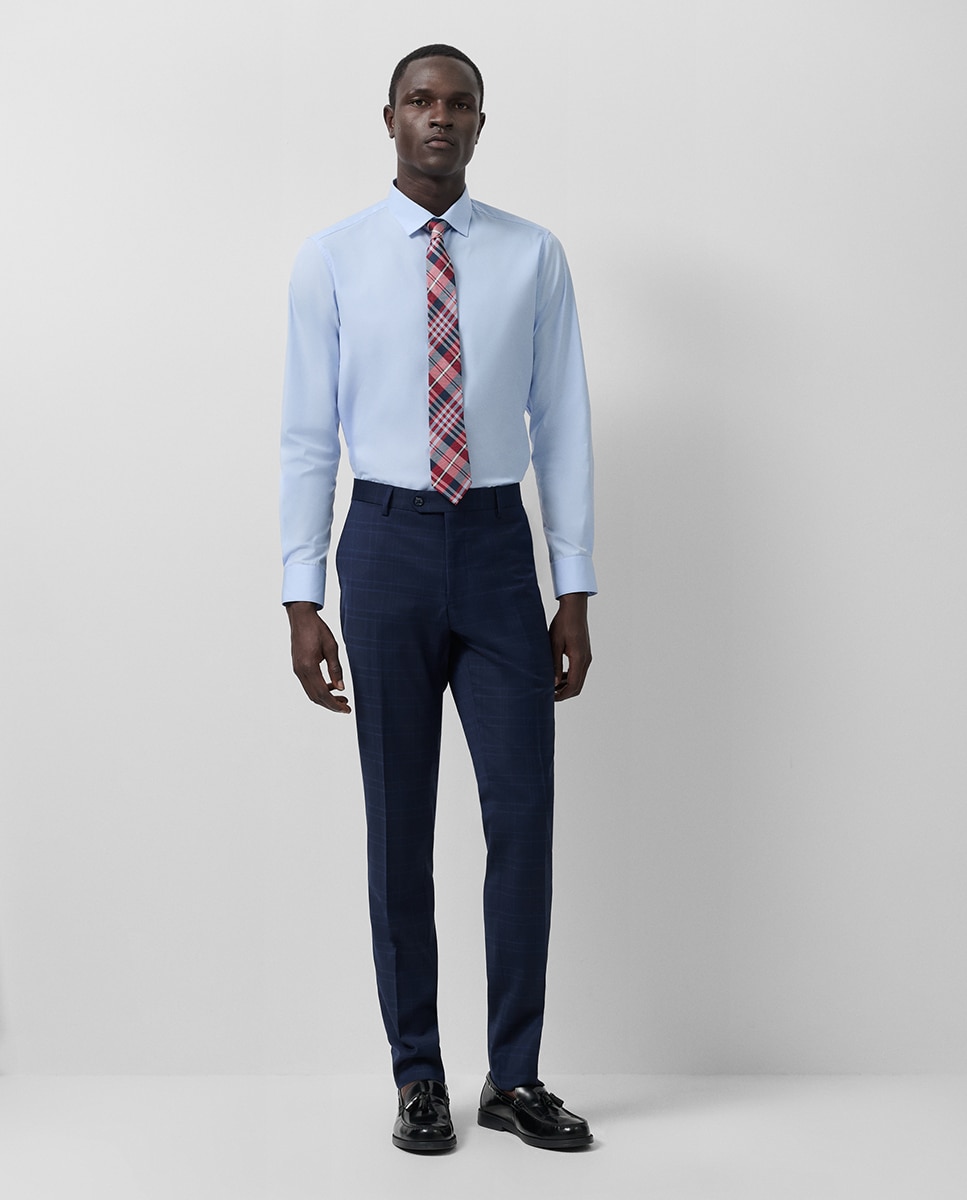 Fato Half Canvas Slim Fit aos Quadrados Azul-marinho-5
