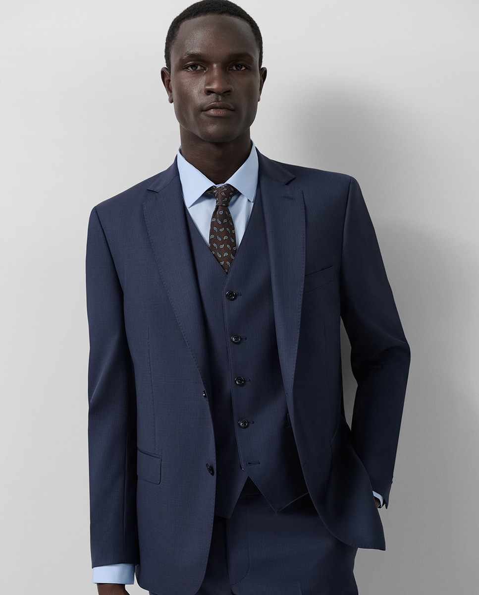 Fato Half Canvas Slim Fit Liso Azul-marinho-3