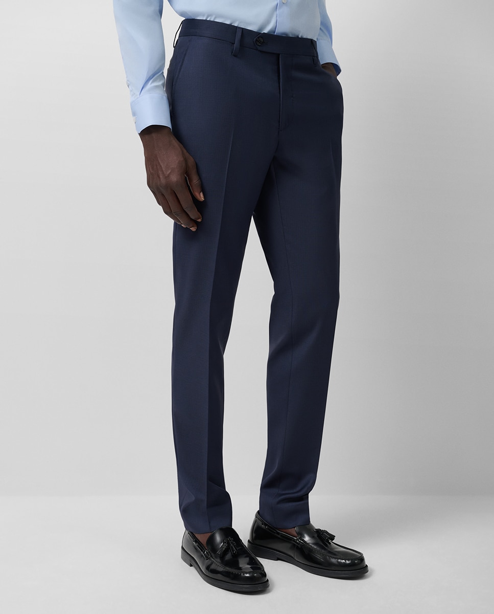 Fato Half Canvas Slim Fit Liso Azul-marinho-5