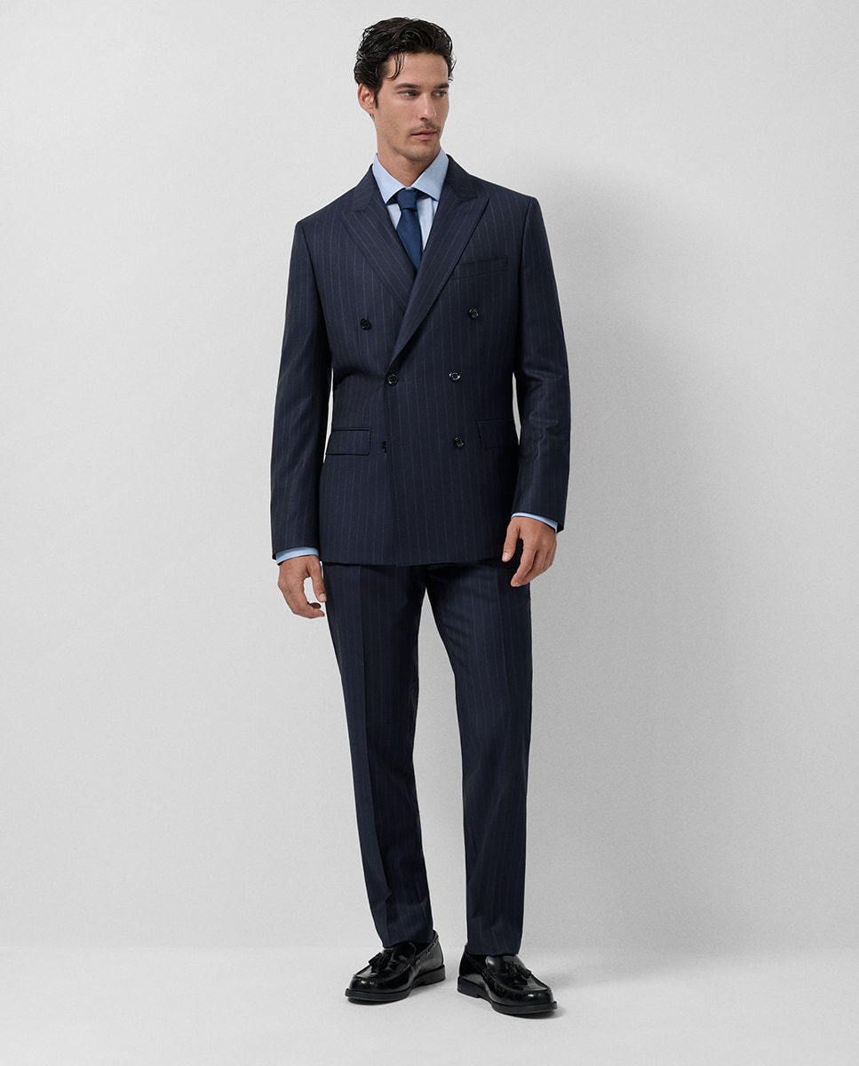 Traje de hombre half canvas cruzado raya diplomática · Roberto