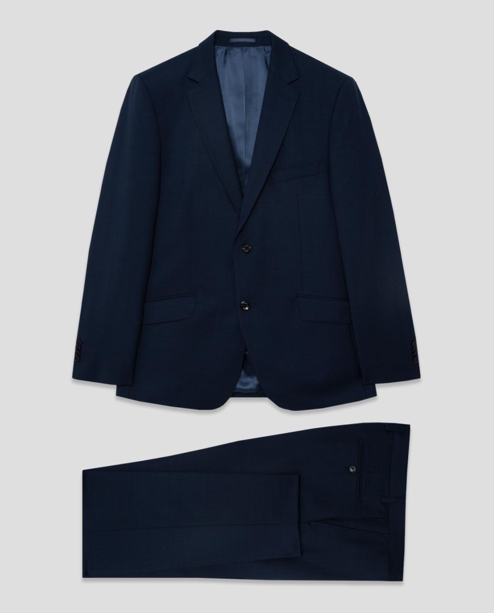 Fato Half Canvas Regular Fit com Falso Liso Azul-marinho-6
