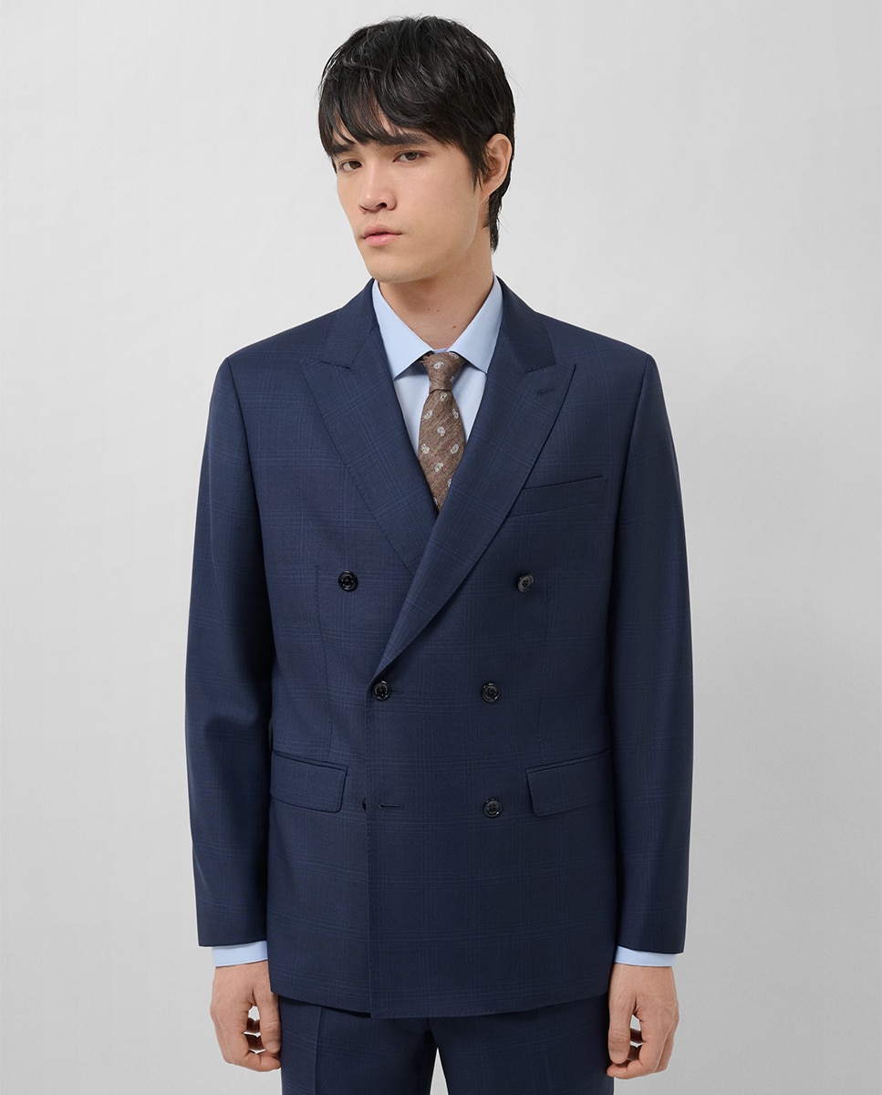 Fato Half Canvas Regular Fit aos Quadrados Azul-marinho-1