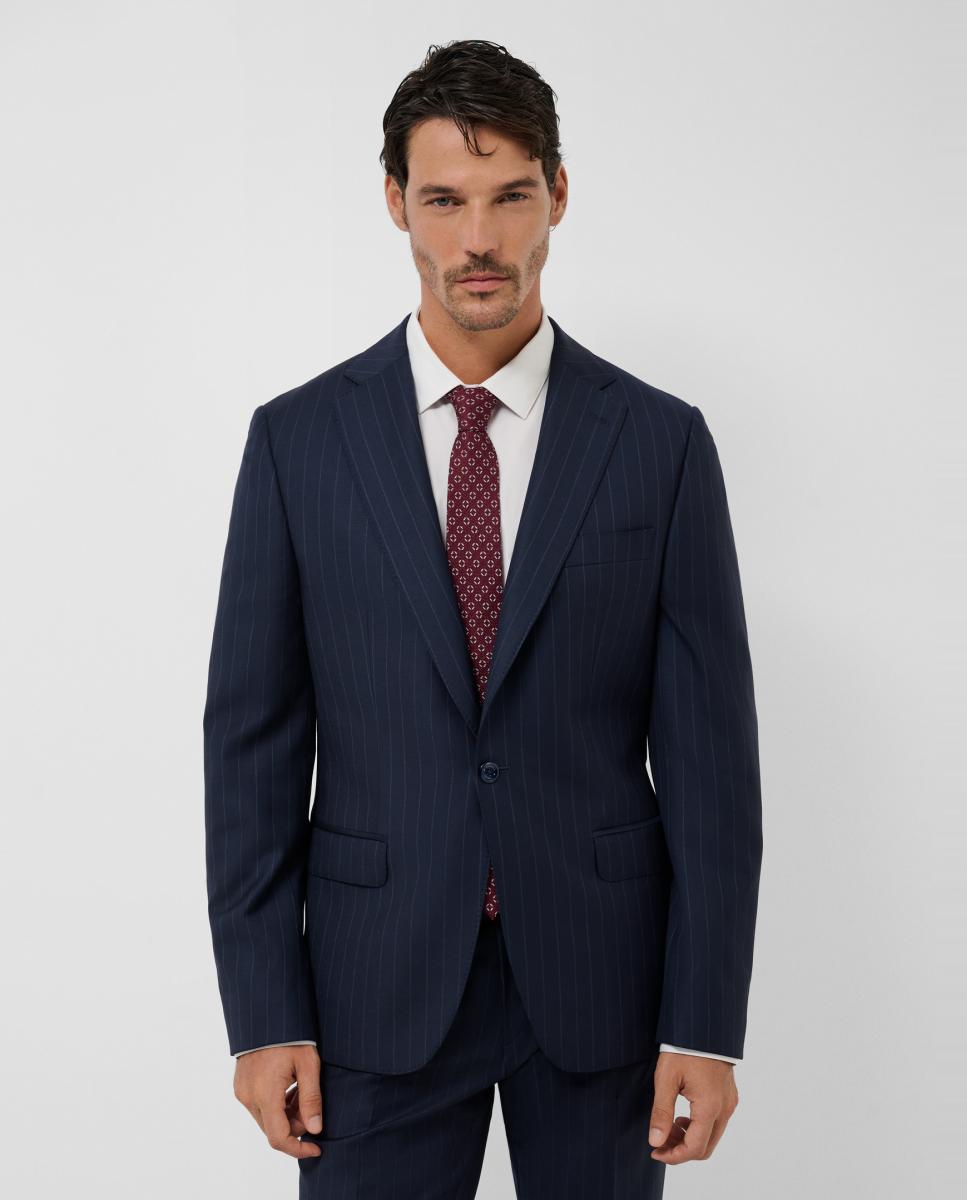 Fato Half Canvas Slim Fit com Risca Diplomática Azul-marinho-2