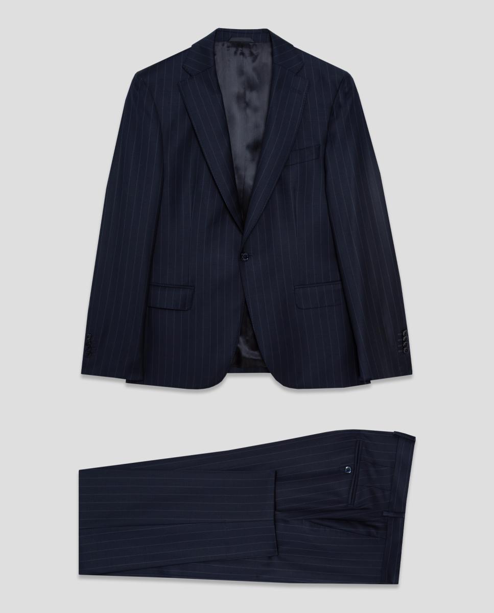 Fato Half Canvas Slim Fit com Risca Diplomática Azul-marinho-8