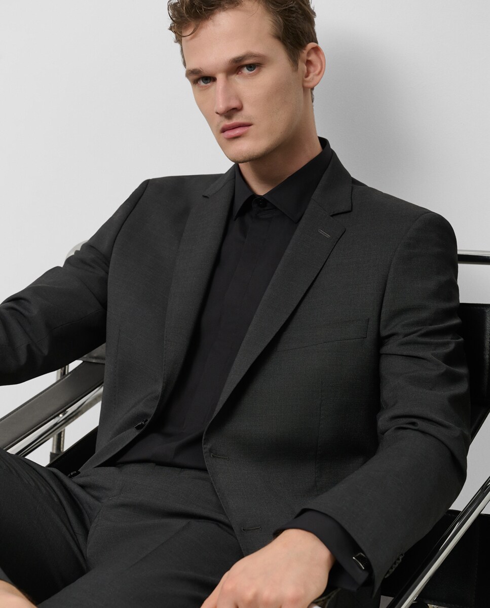 Fato Slim Fit Half Canvas Liso Cinzento-escuro-10