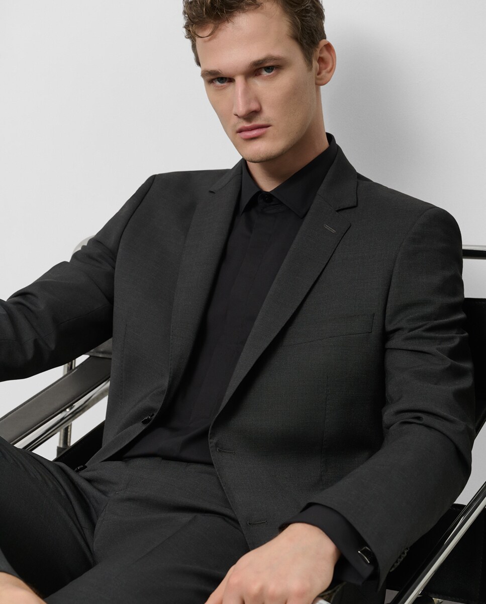 Fato Slim Fit Half Canvas Liso Cinzento-escuro-11