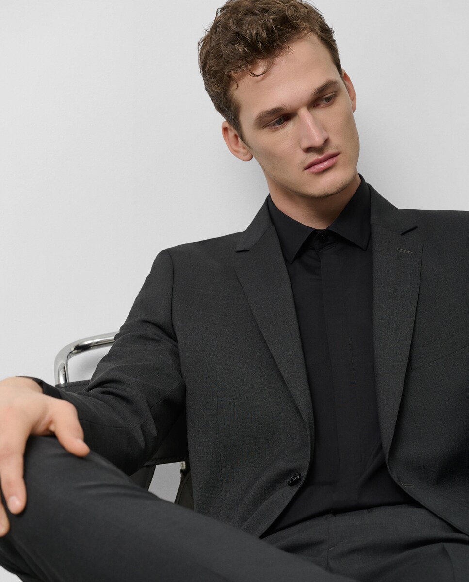 Fato Slim Fit Half Canvas Liso Cinzento-escuro-12