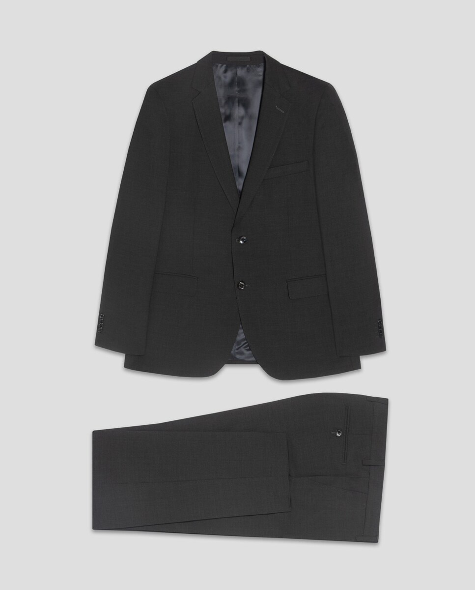 Fato Slim Fit Half Canvas Liso Cinzento-escuro-14