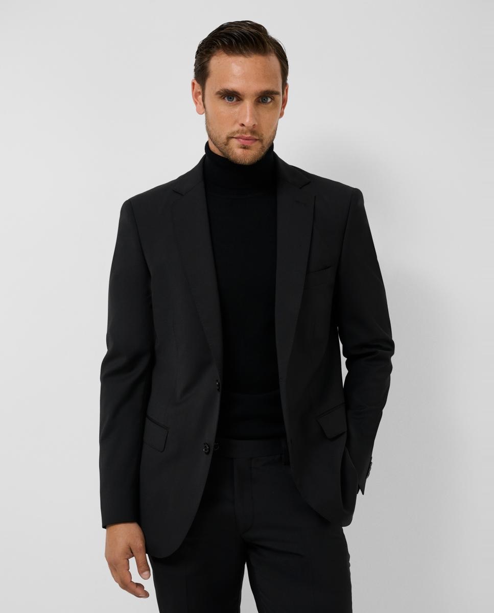 Fato Slim Fit Half Canvas Liso. Preto-2