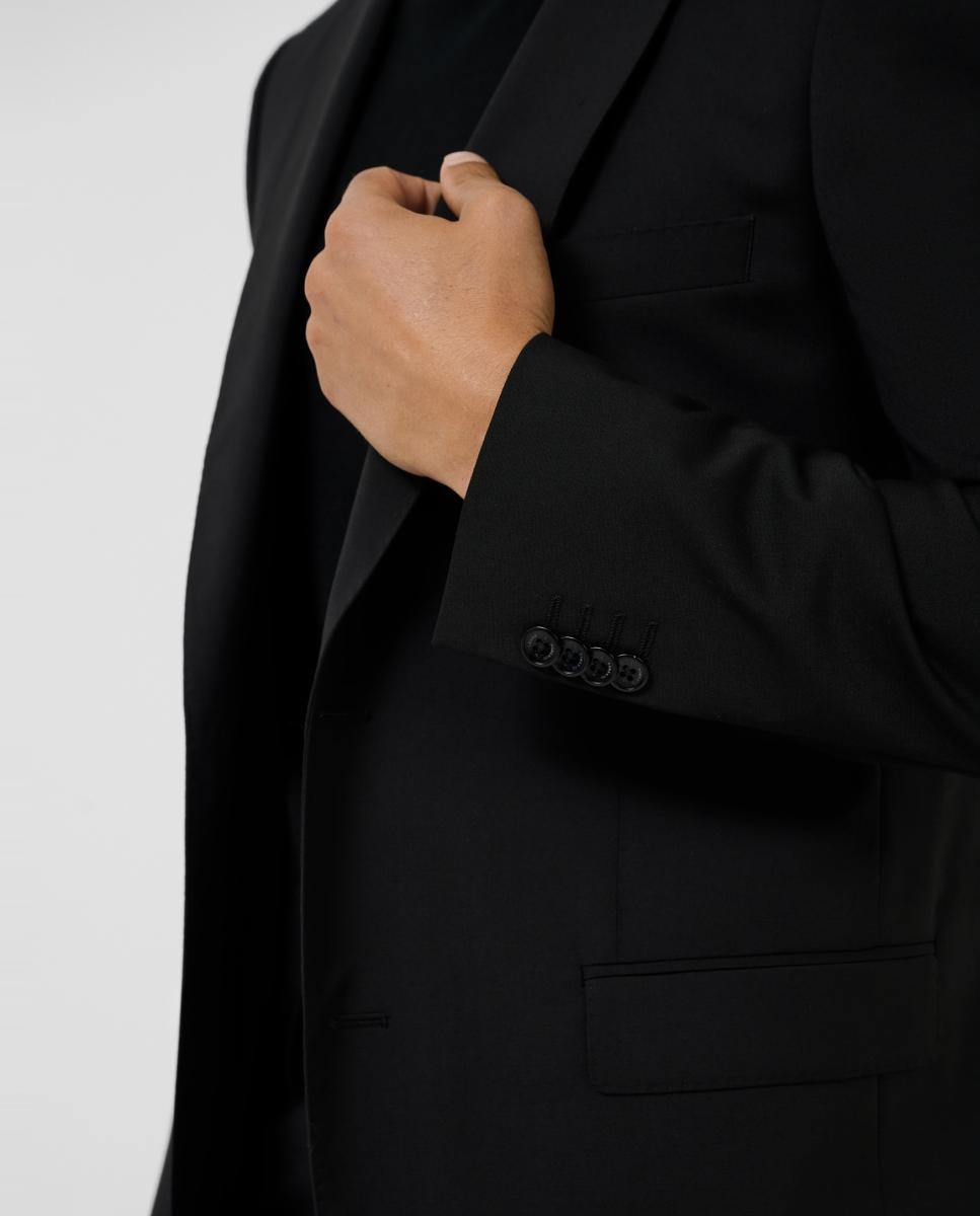 Fato Slim Fit Half Canvas Liso. Preto-4