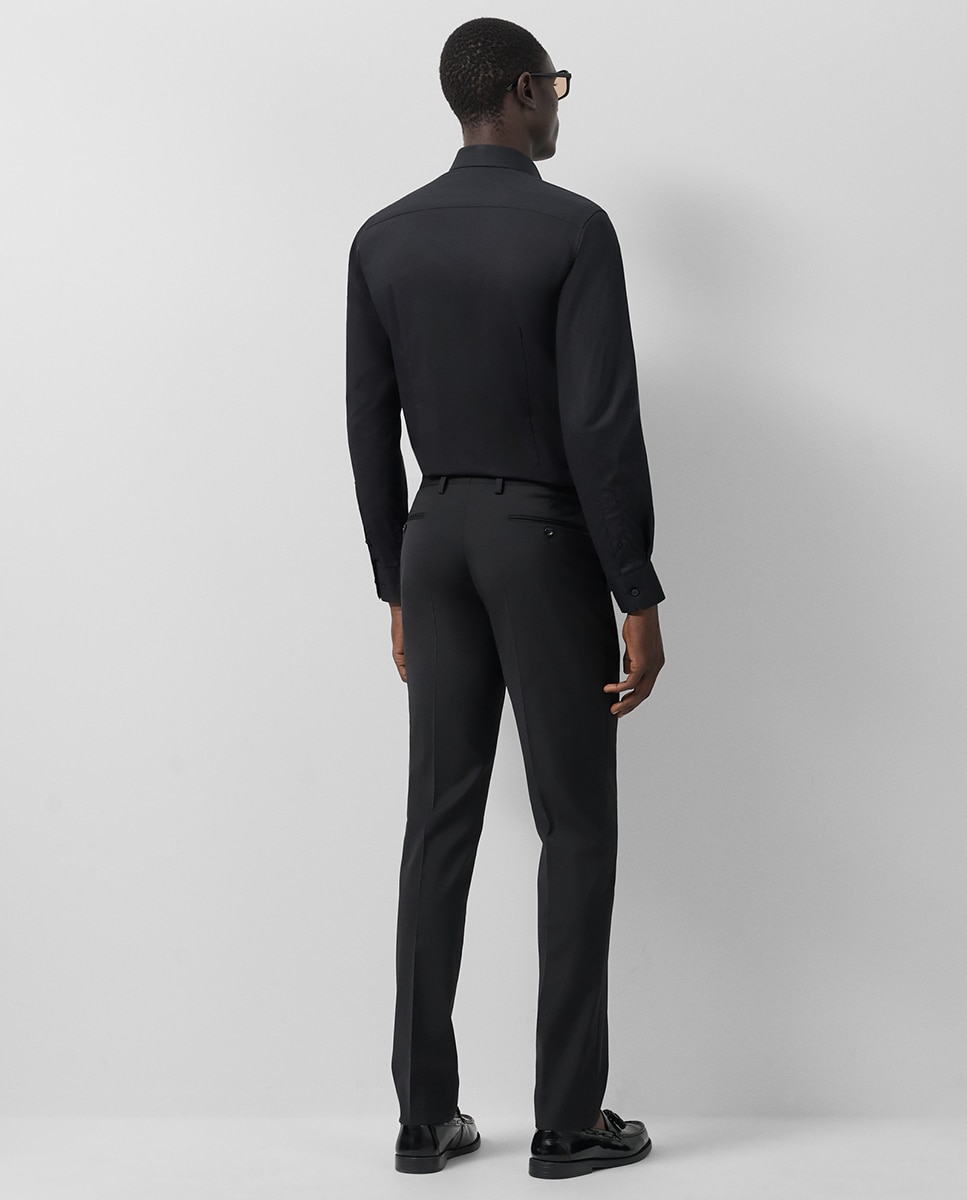Fato Slim Fit Half Canvas Liso. Preto-7