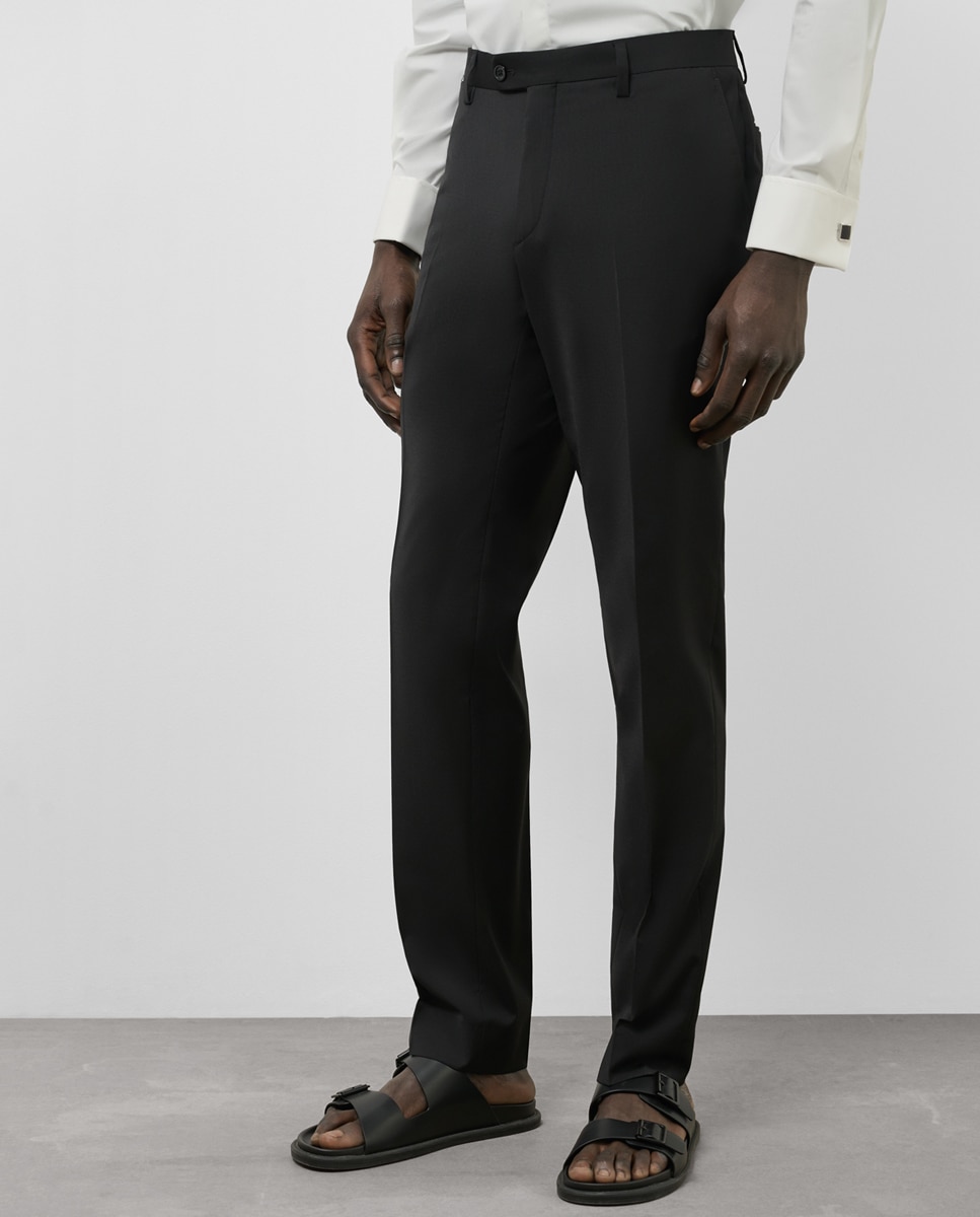 Fato Slim Fit Half Canvas Liso Preto-8