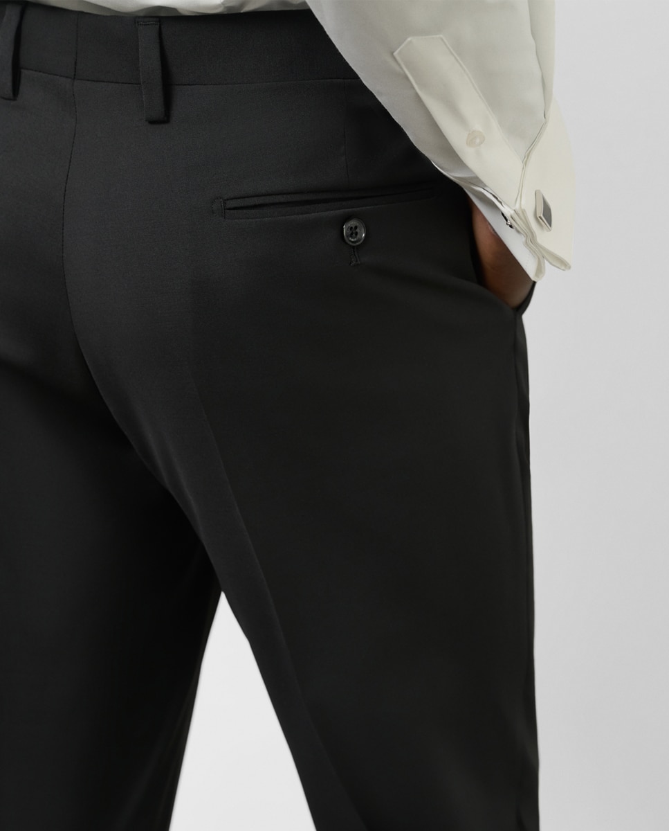 Fato Slim Fit Half Canvas Liso Preto-10