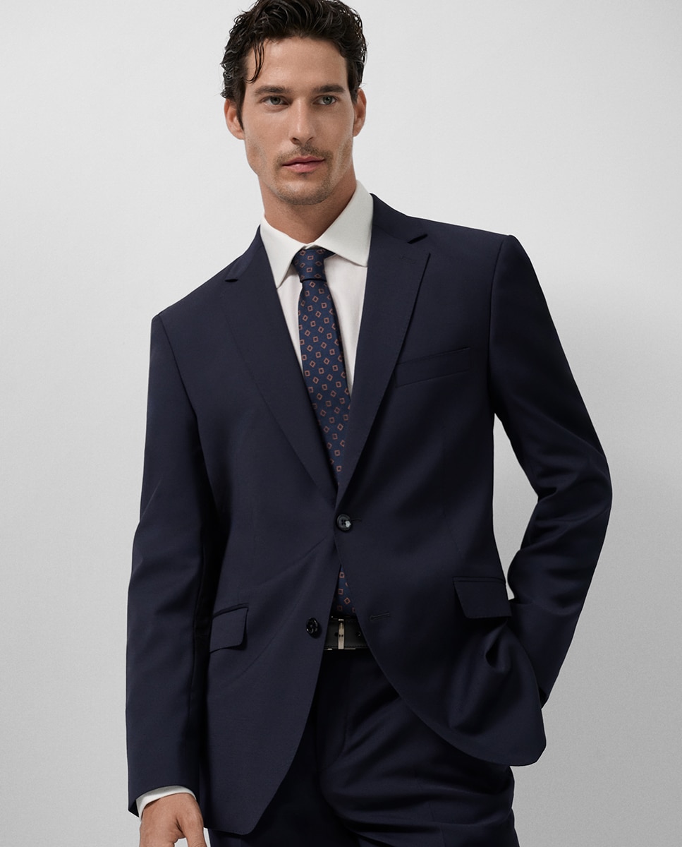 Fato Half Canvas Regular Fit Liso Azul-2