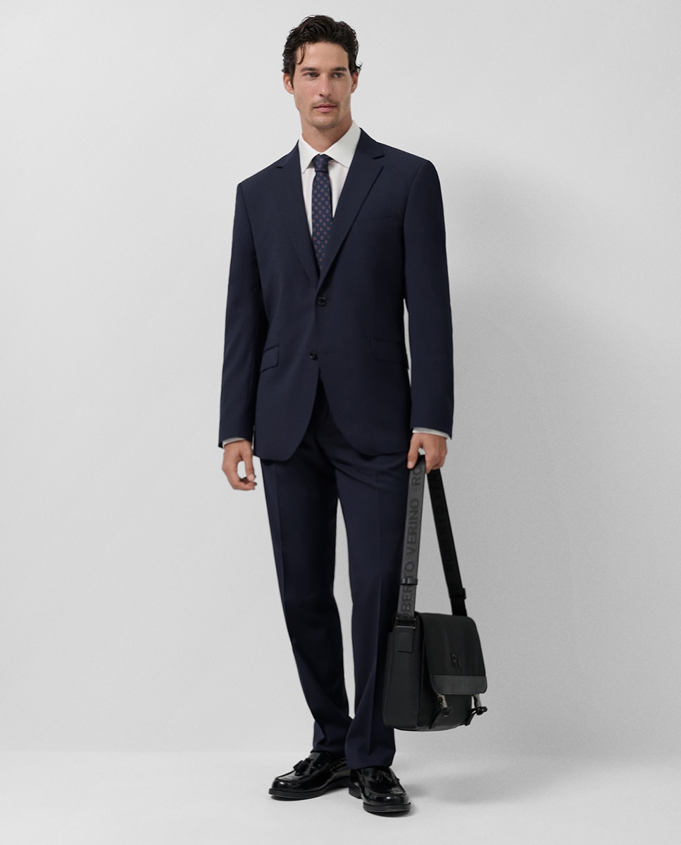 Fato Half Canvas Regular Fit Liso Azul-5
