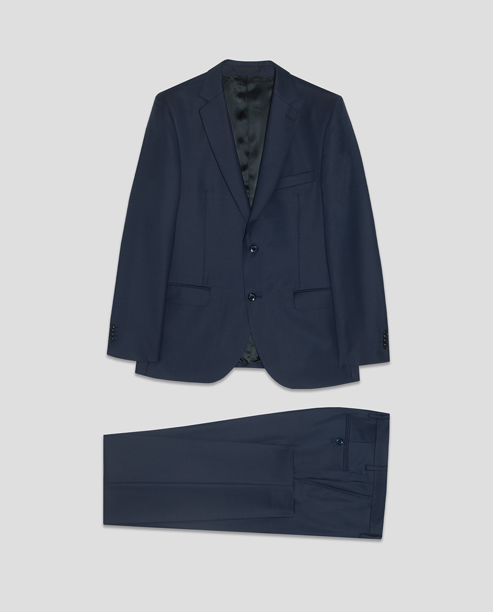 Fato Half Canvas Regular Fit Liso Azul-9