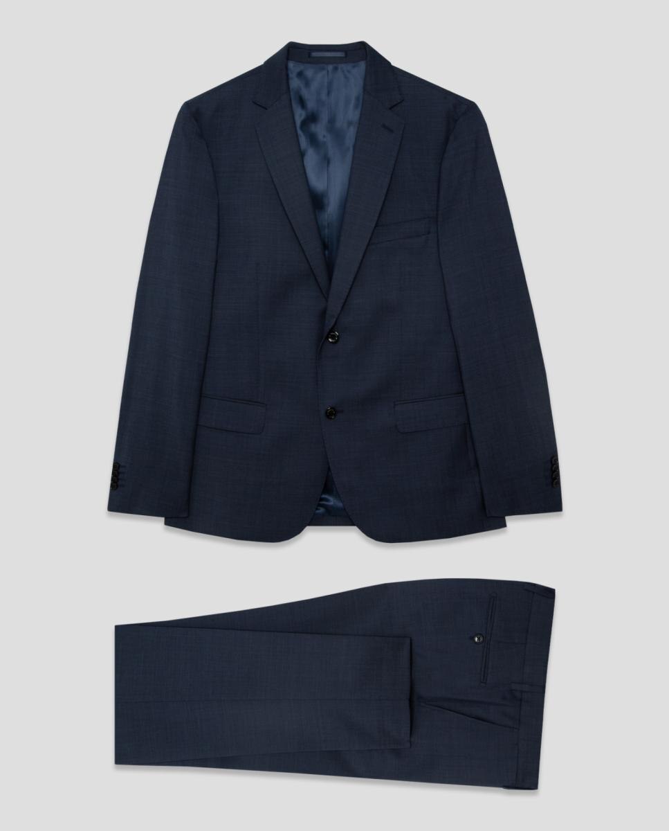 Fato Slim Fit Half Canvas com Falso Liso Azul-índigo-6