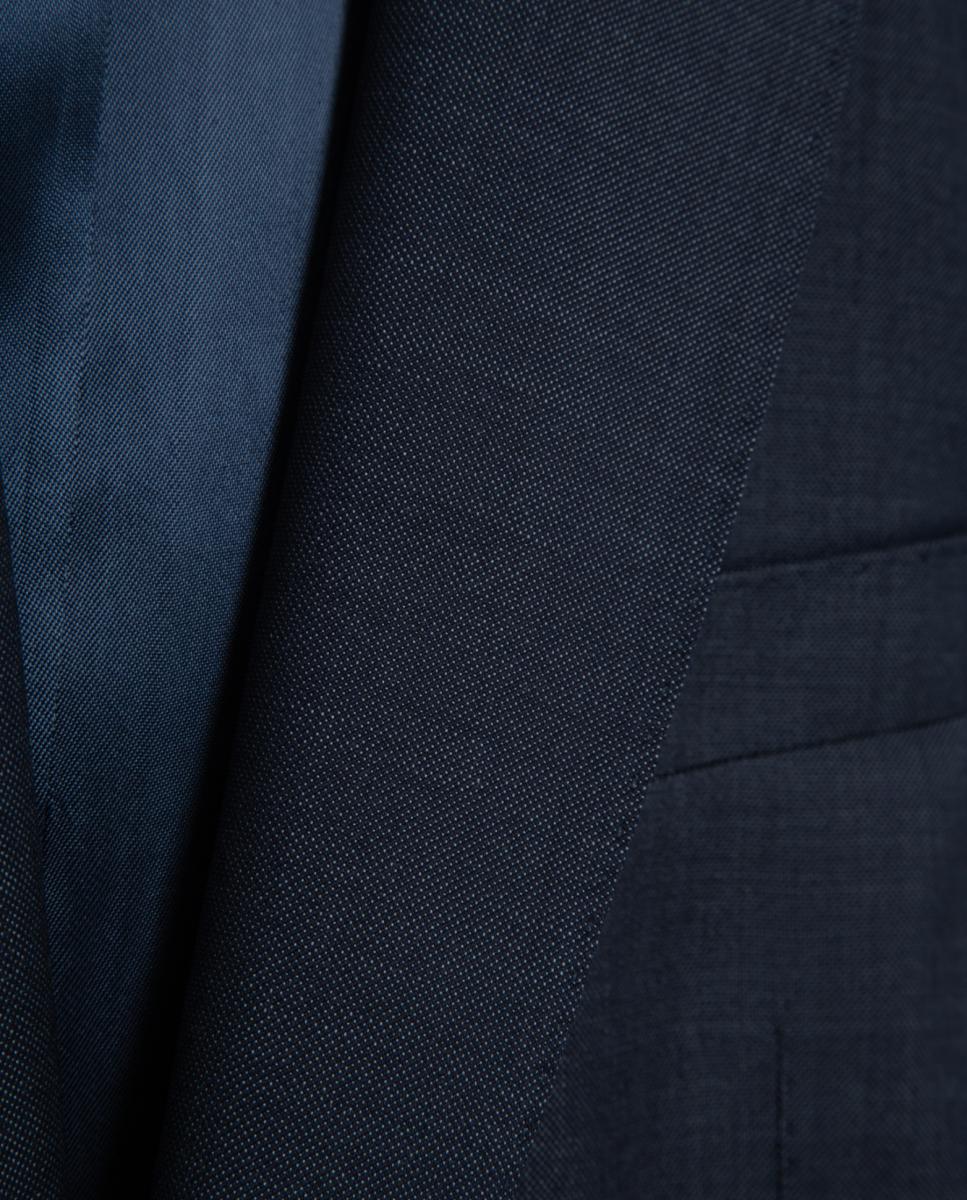 Fato Slim Fit Half Canvas com Falso Liso Azul-índigo-7