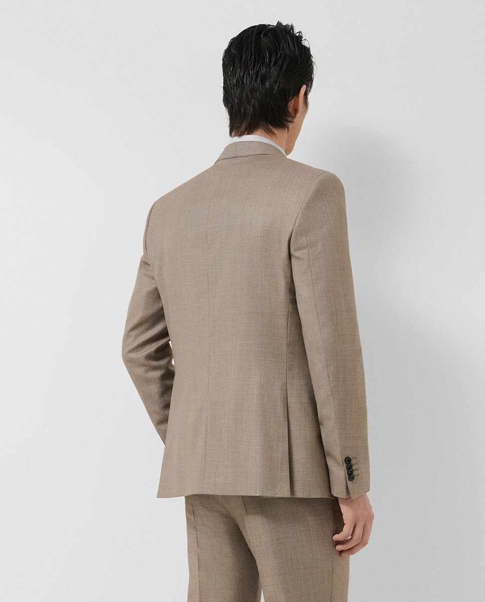 Fato Slim Fit Half Canvas com Falso Liso Castanho-claro-2