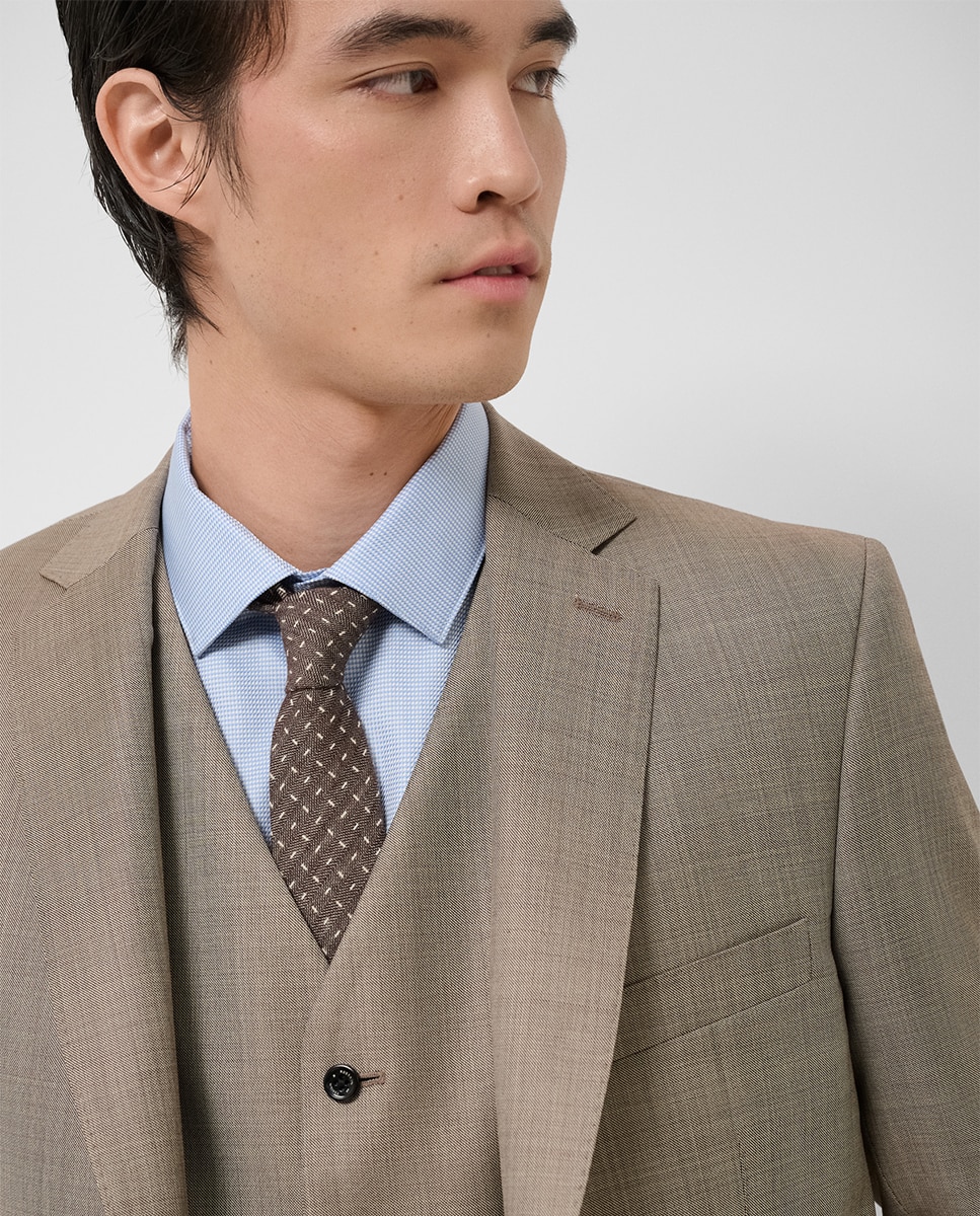 Fato Slim Fit Half Canvas com Falso Liso Castanho-claro-3