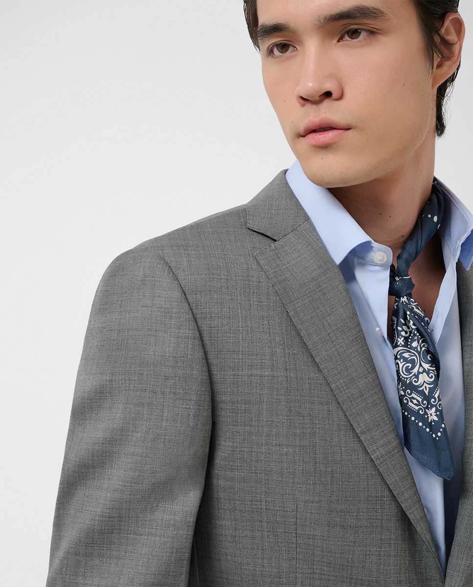 Fato Slim Fit Half Canvas com Falso Liso Cinzento-escuro-3