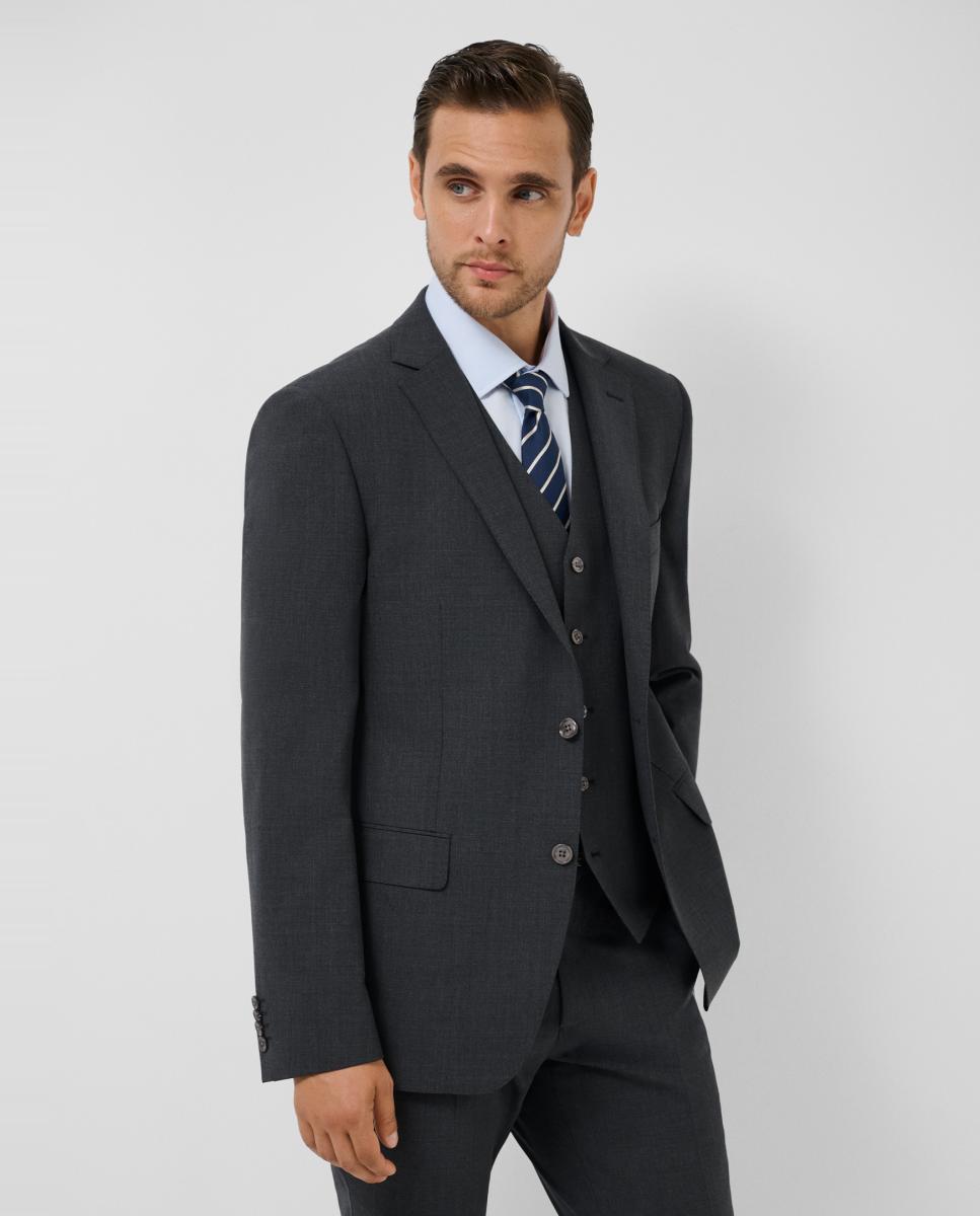 Fato Half Canvas Slim Fit Liso Cinzento-escuro-3