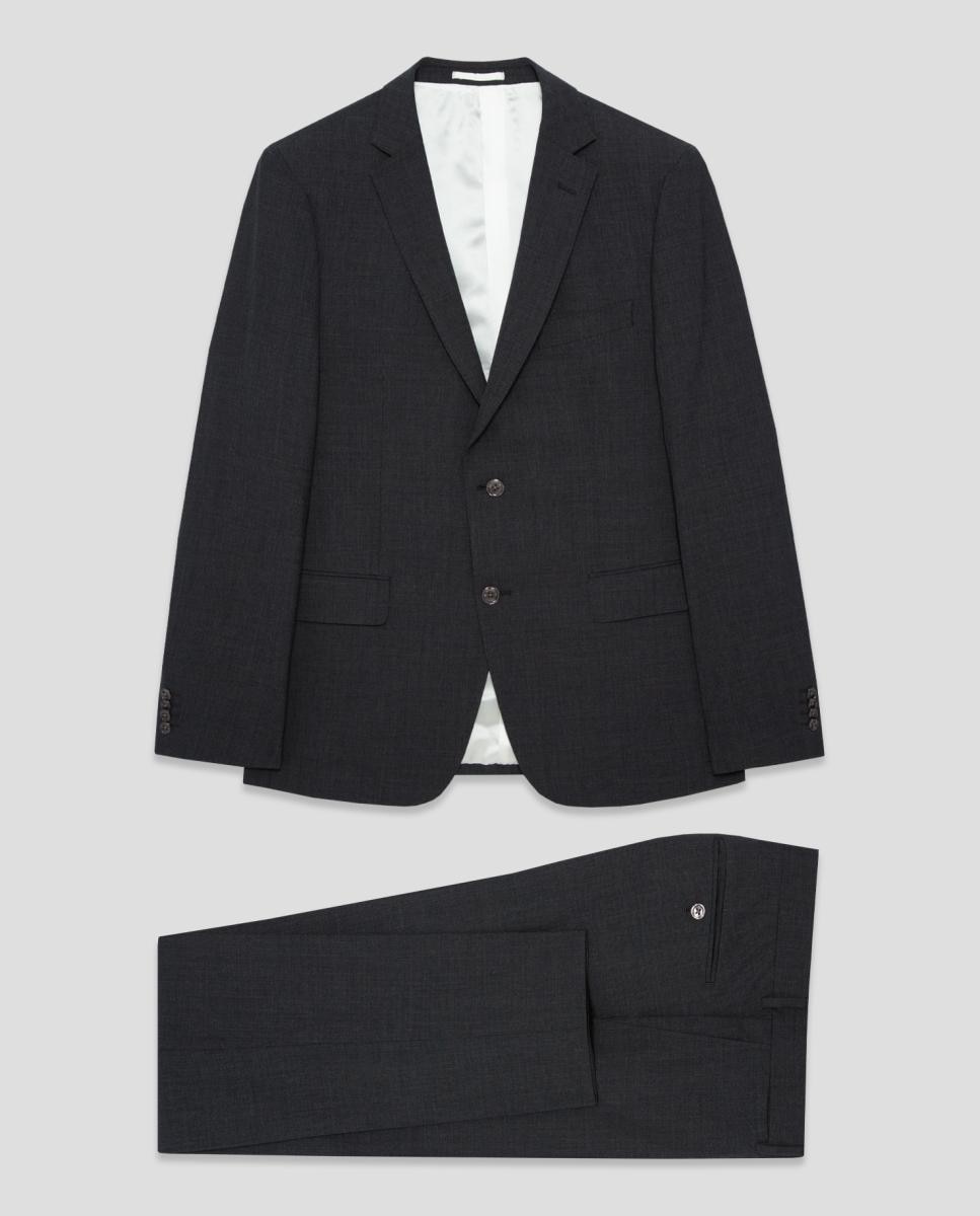 Fato Half Canvas Slim Fit Liso Cinzento-escuro-9