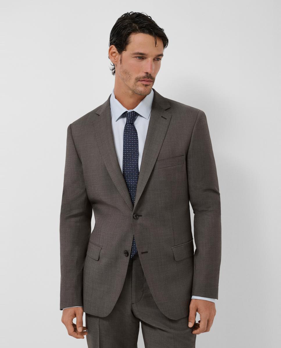 Fato Half Canvas Slim Fit Liso Castanho-2