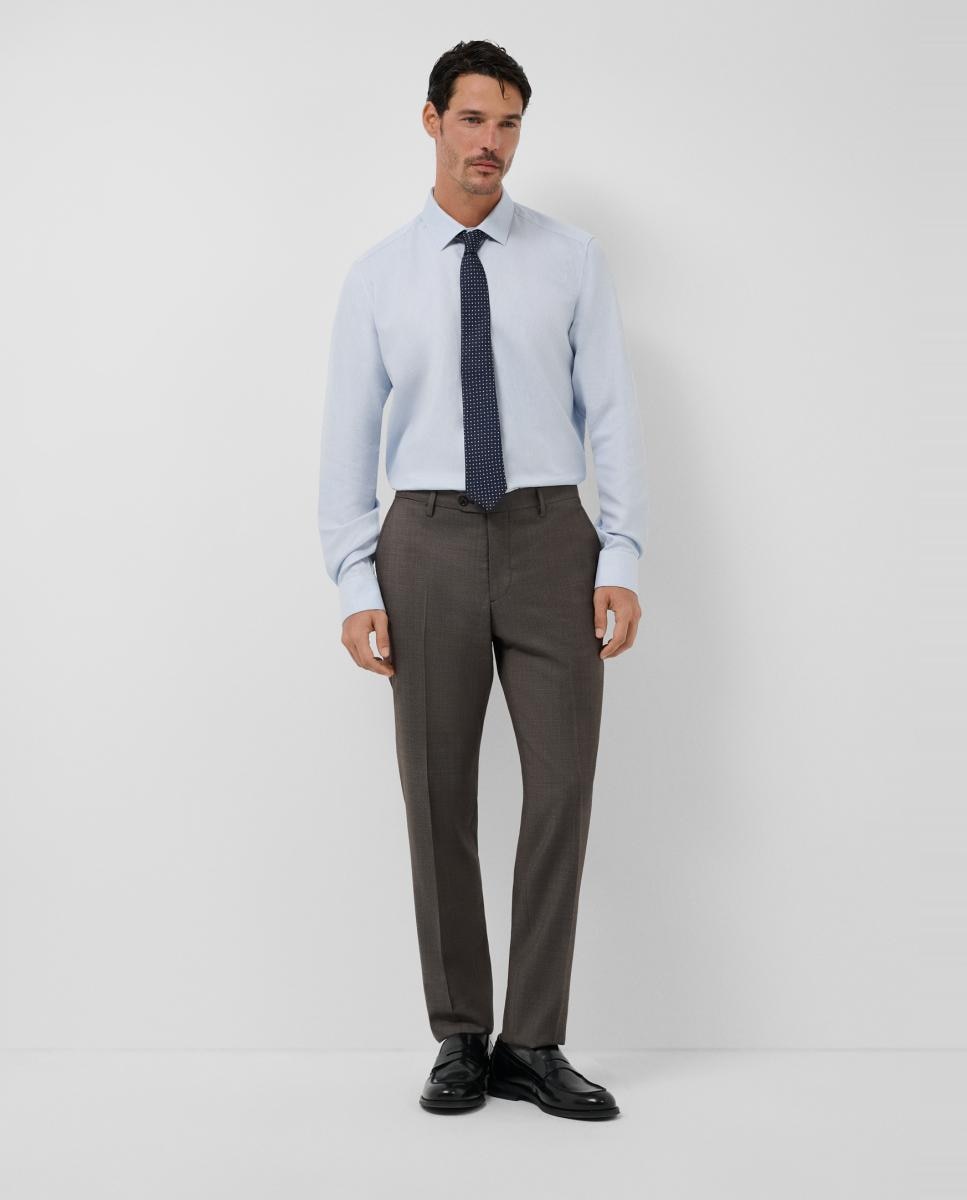 Fato Half Canvas Slim Fit Liso Castanho-5