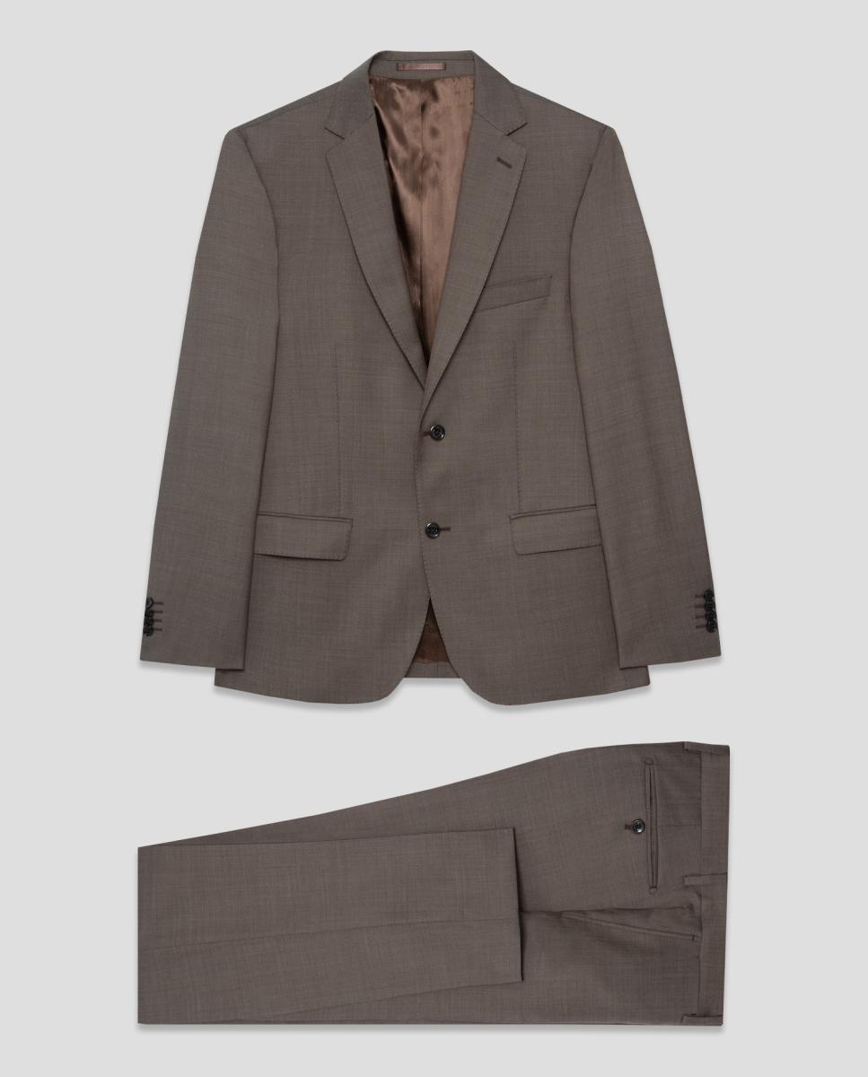 Fato Half Canvas Slim Fit Liso Castanho-9