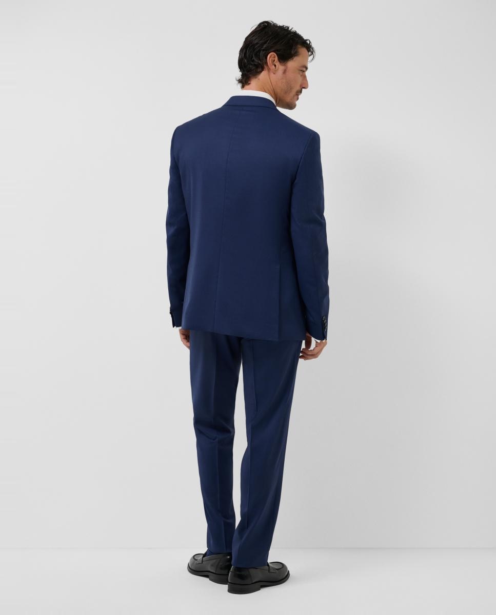 Fato Slim Fit Half Canvas com Falso Liso Azul-3