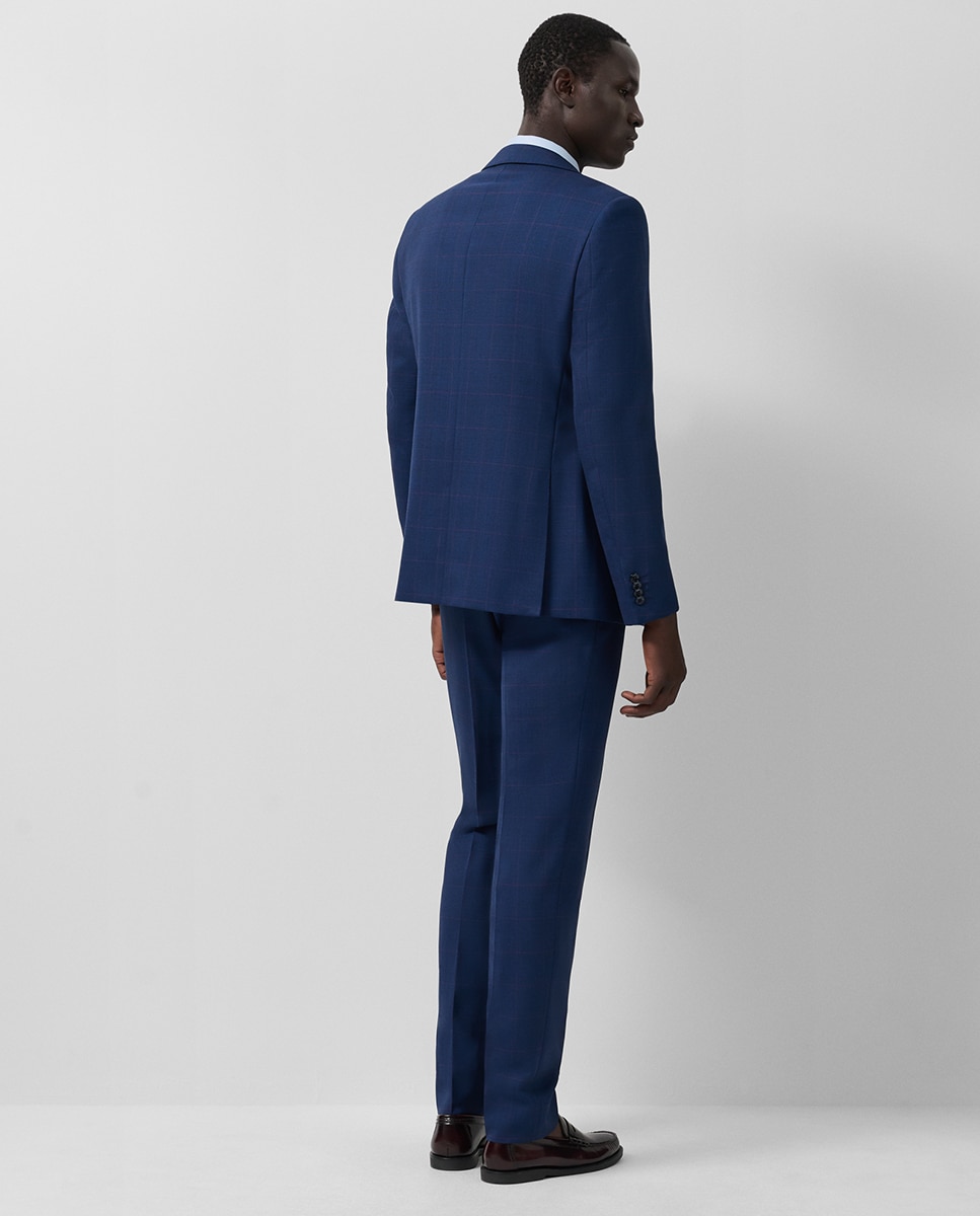 Fato Half Canvas Slim Fit aos Quadrados Azul-2