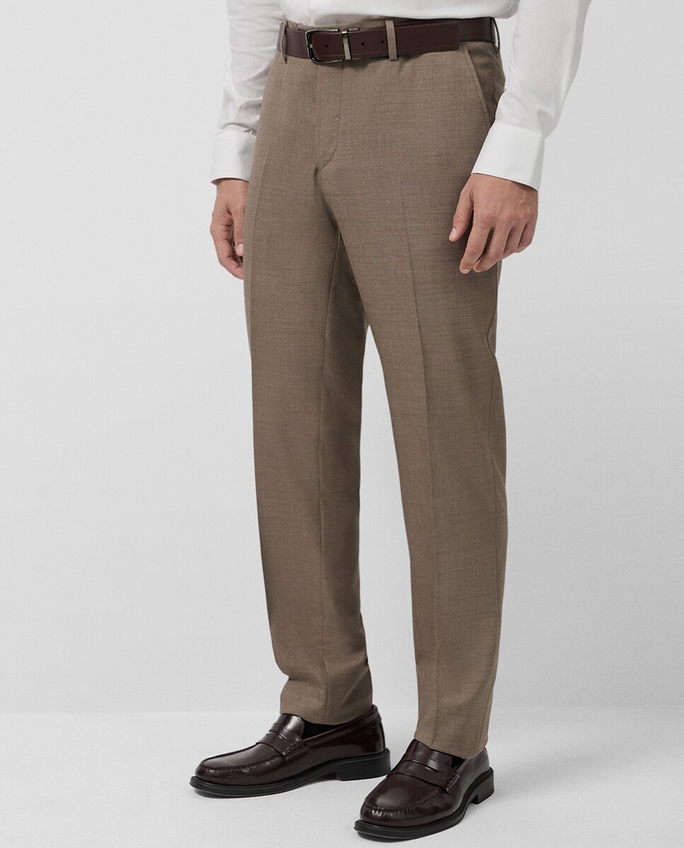 Fato Slim Fit Half Canvas com Falso Liso Castanho-claro-5