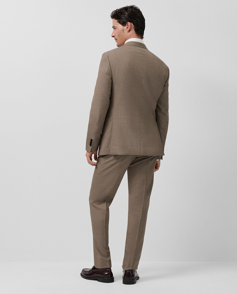 Fato Slim Fit Half Canvas com Falso Liso Castanho-claro-7