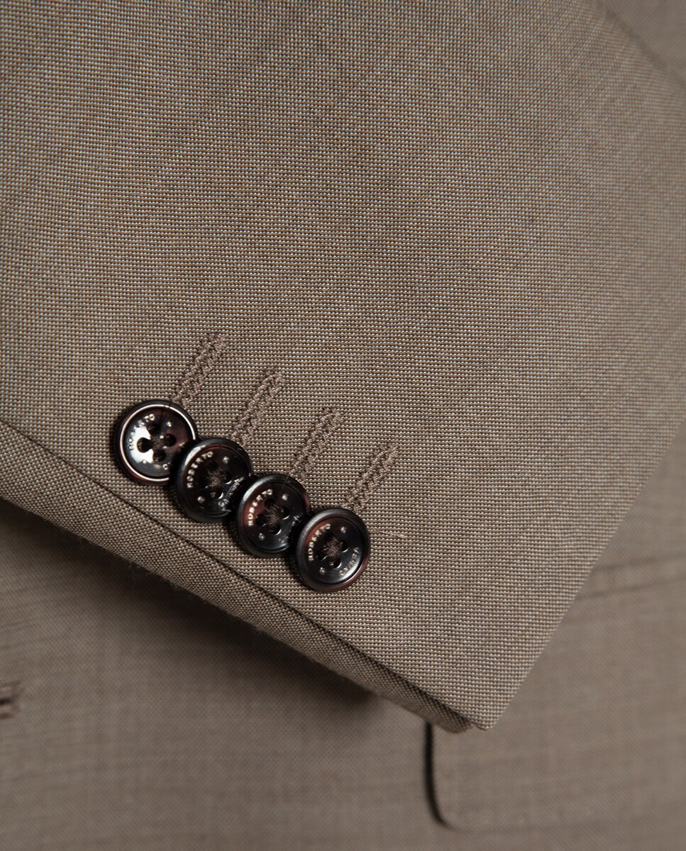 Fato Slim Fit Half Canvas com Falso Liso Castanho-claro-8