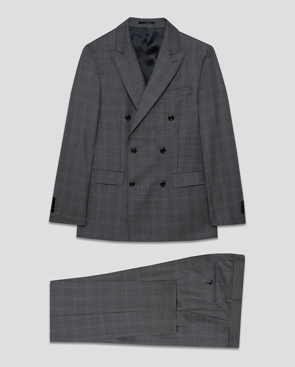 Fato Half Canvas Cruzado aos Quadrados Cinzento-escuro-8