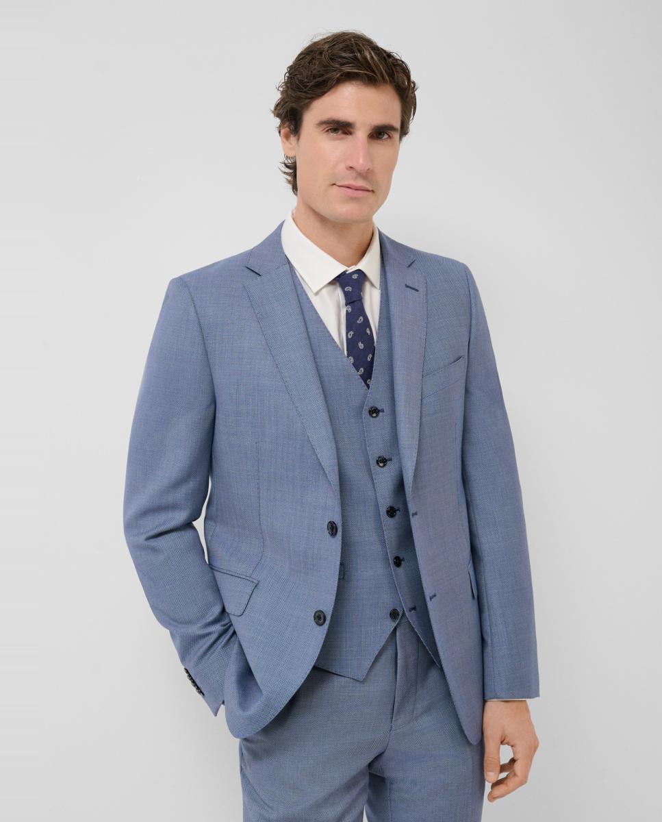 Fato Half Canvas Slim Fit com Olho-de-Perdiz Turquesa-3