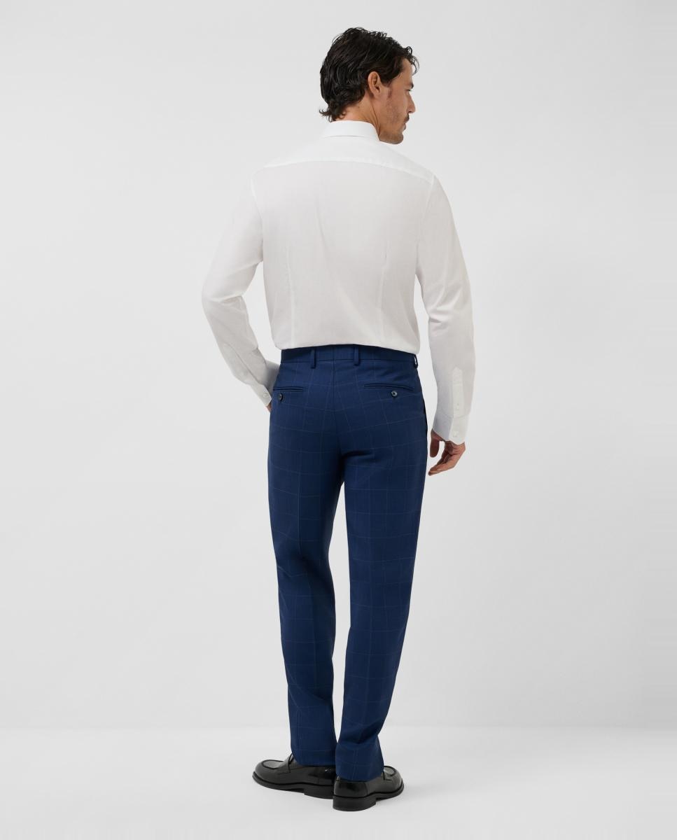 Fato Half Canvas Slim Fit aos Quadrados com Perfil em Contraste Azul-8