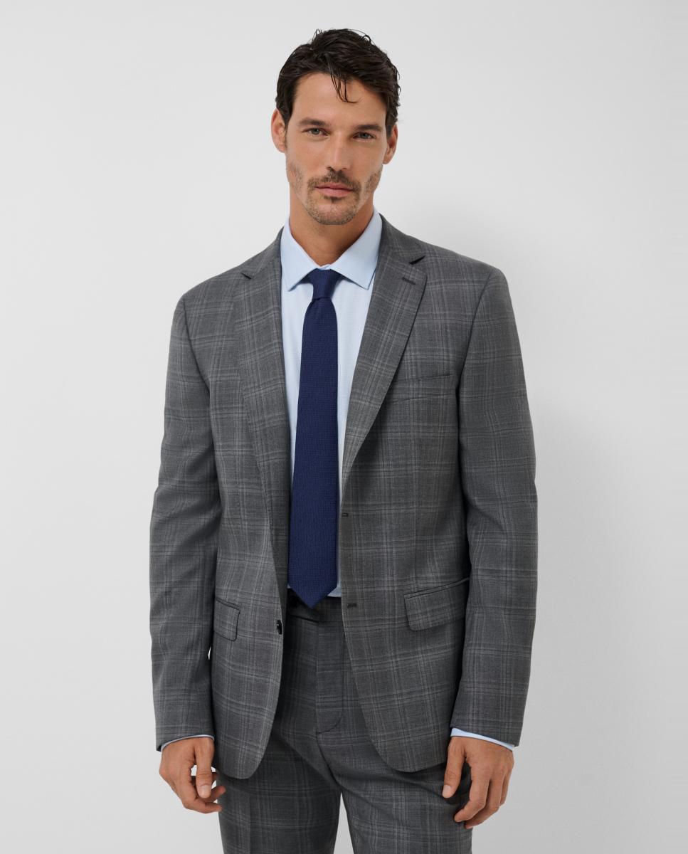 Fato Half Canvas Slim Fit aos Quadrados Cinzento-escuro-2
