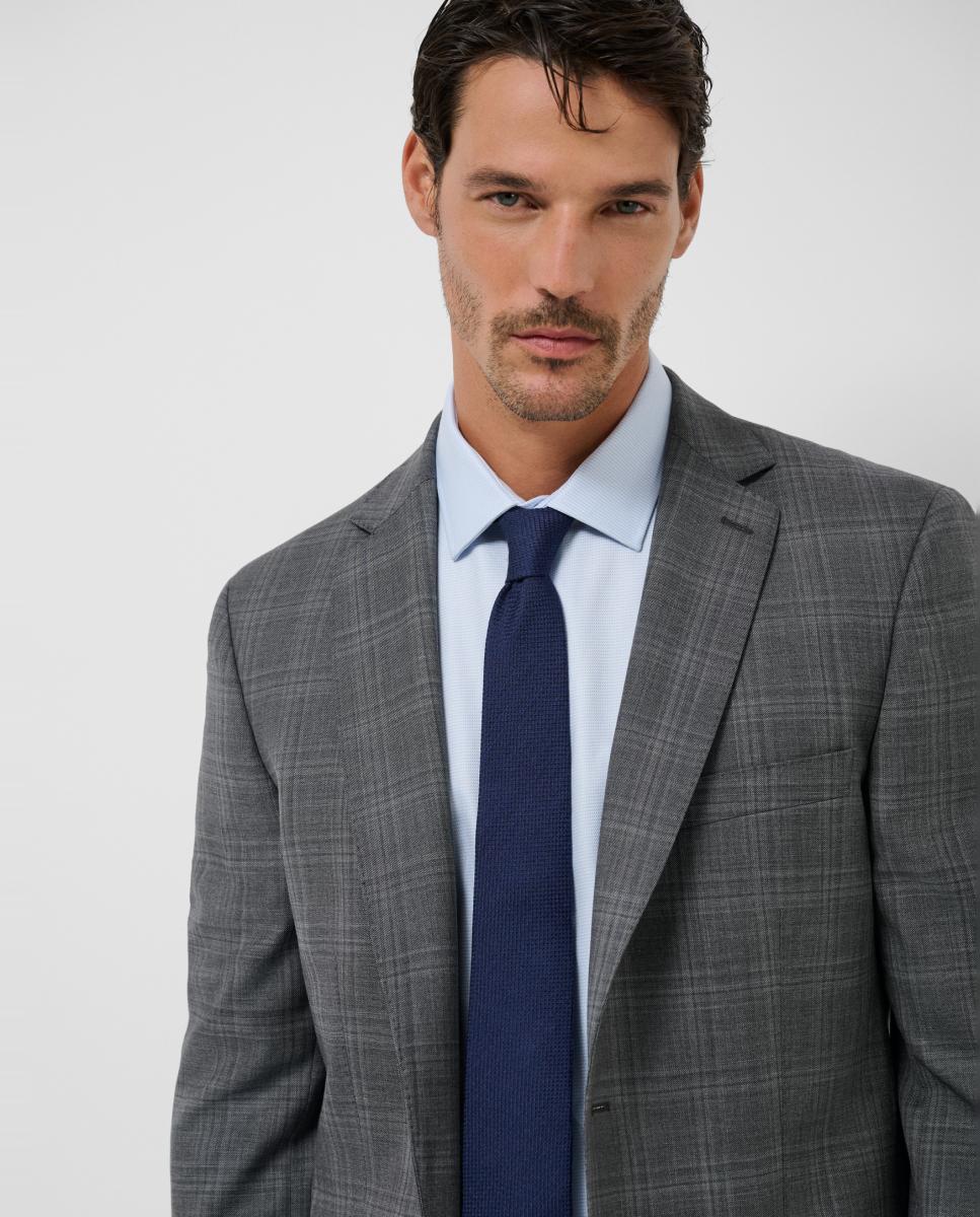 Fato Half Canvas Slim Fit aos Quadrados Cinzento-escuro-3