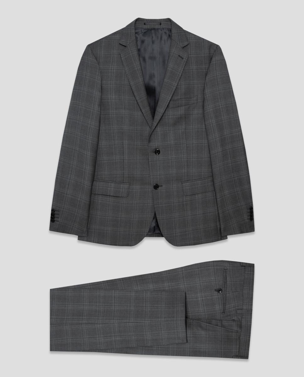 Fato Half Canvas Slim Fit aos Quadrados Cinzento-escuro-8