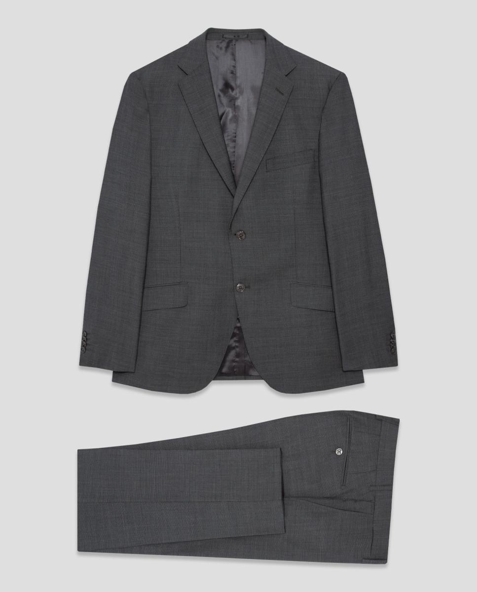 Fato Half Canvas Regular Fit com Estrutura Bicolor Cinzento-escuro-8