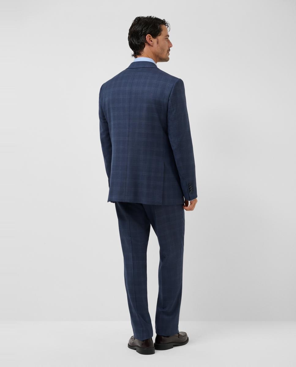Fato Half Canvas Regular Fit aos Quadrados Azul-índigo-2