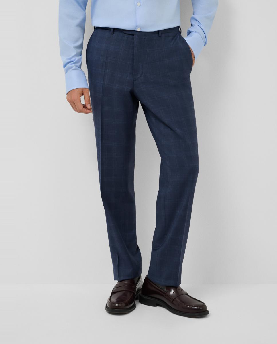 Fato Half Canvas Regular Fit aos Quadrados Azul-índigo-6