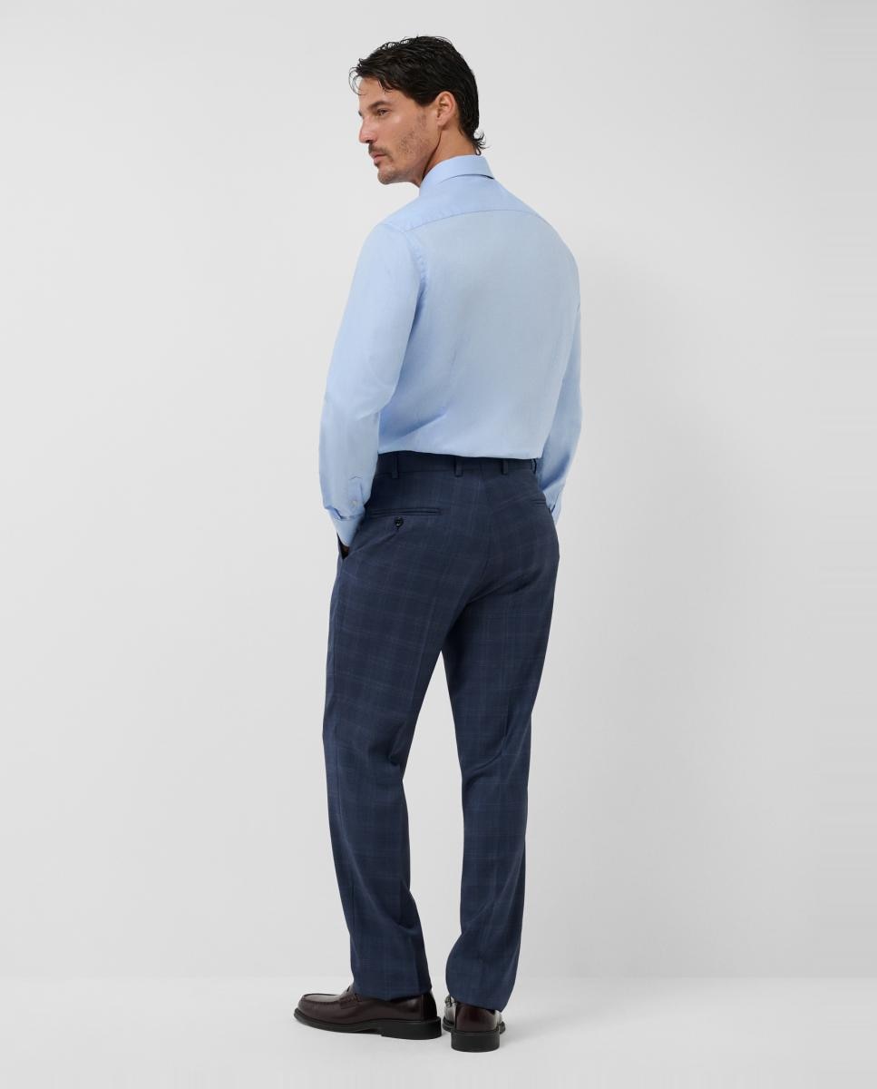 Fato Half Canvas Regular Fit aos Quadrados Azul-índigo-7