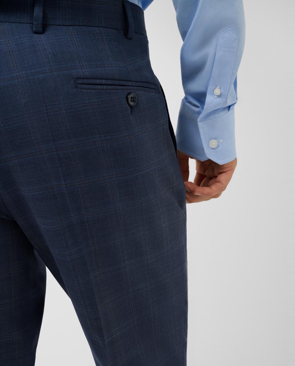 Fato Half Canvas Regular Fit aos Quadrados Azul-índigo-8