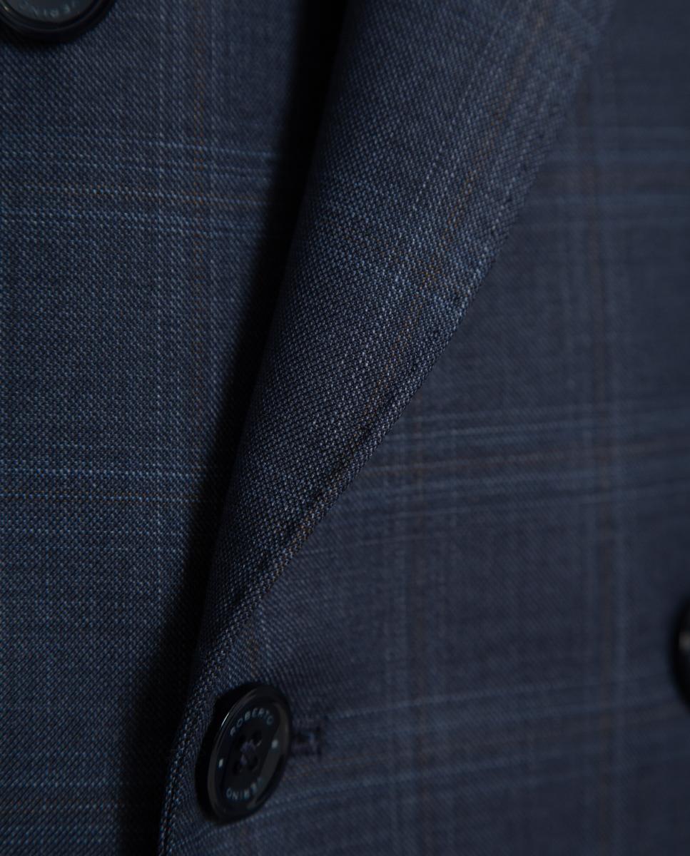 Fato Half Canvas Regular Fit aos Quadrados Azul-índigo-10
