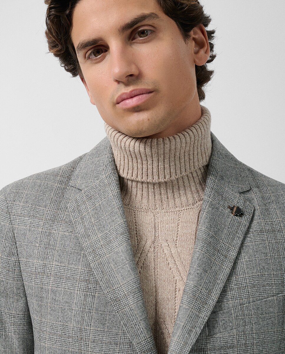 Casaco Separate aos Quadrados Cinzento-escuro-3